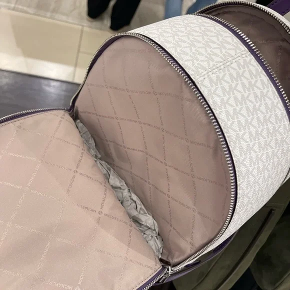 MICHAEL KORS Rhea Medium Zip Color-Block Signature Logo Backpack
Dark Purple NWT - Picture 5 of 16